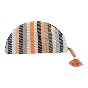 Cotton & Jute Textured Crescent Anthropologie Vibes Clutch w/ Tassel